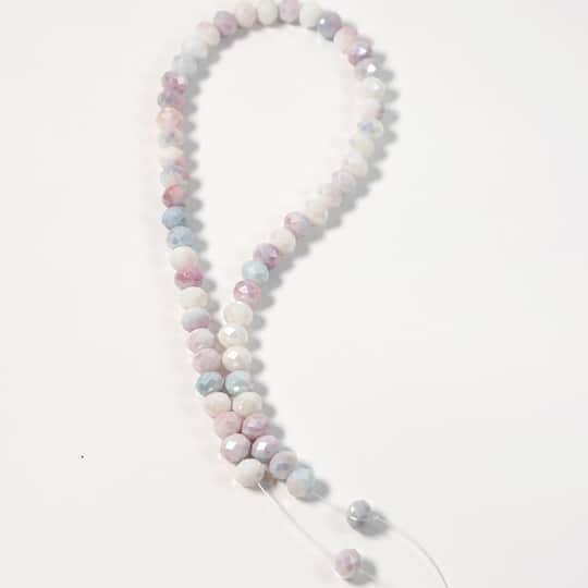Jesse James Beads 8mm Mauve Pink & Gray Blue Rondelle Glass Beads
